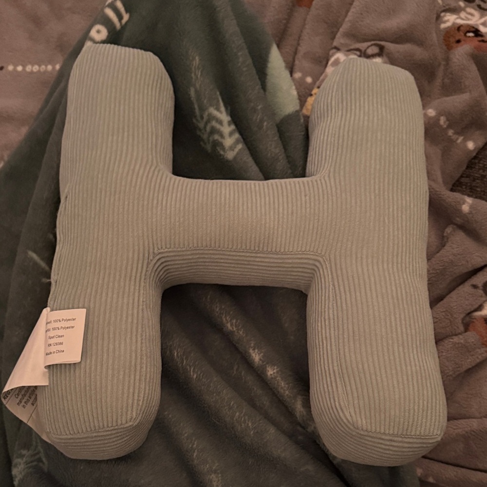 Weighted Blue Letter H Pillow
